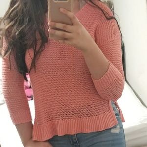 A long sleeve fish net pink shrit